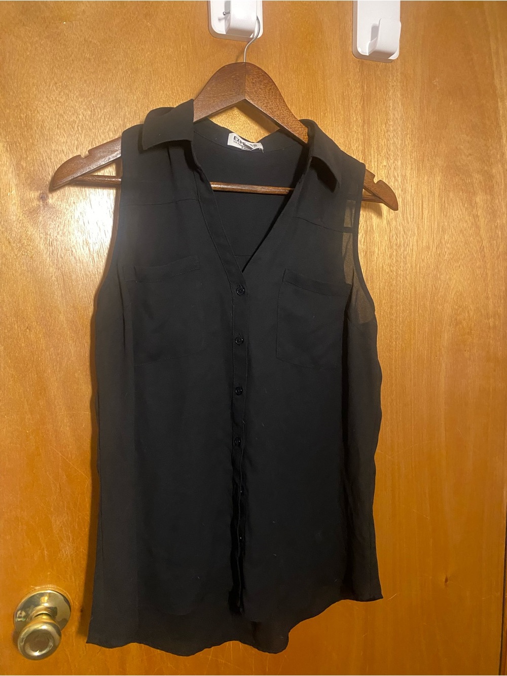 Express Black Sleeveless Button-Down Shirt